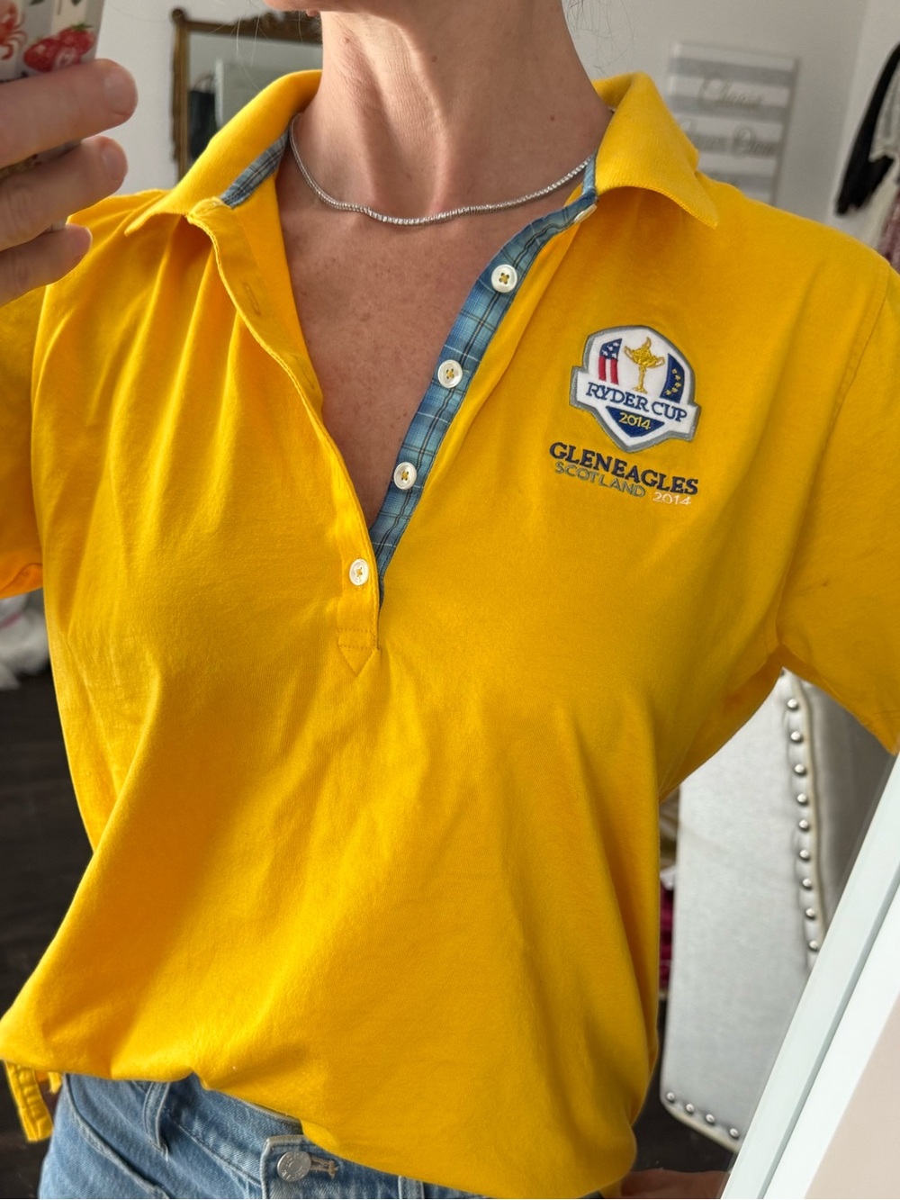 Peter Millar Ryder Cup 2014 Gleneagles Scotland Golf Polo L  Collector Vintage